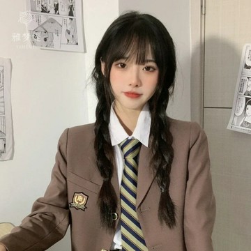 辮子假發女少女感雙麻花辮日系減齡長發初戀臉甜美日常逼真全頭套