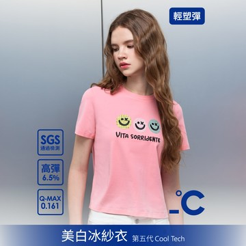 STAR【第五代美白冰紗系列】笑臉花呢刺繡修身輕盈彈力上衣