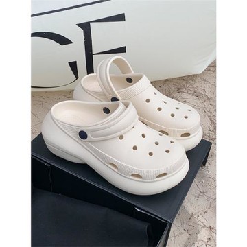 細細條 韓版ins潮時尚增高洞洞鞋女夏季休閑防滑足弓百搭沙灘涼拖