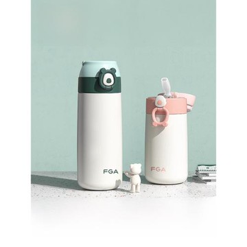 富光帶吸管保溫杯316L不銹鋼女士兒童水杯學生高顏值可愛杯子便攜