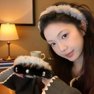 【七號】精緻珍珠水鑽毛絨波浪髮箍帶齒防滑增高顱頂頭箍碎髮整理壓發發卡免運