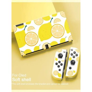 檸檬與梨主題任天堂 Switch 保護殼 - 鮮艷黃色 TPU 保護軟殼