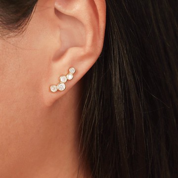 s925銀微鑲鋯石女生耳骨釘 小眾設計感高級耳飾品 禮物交換