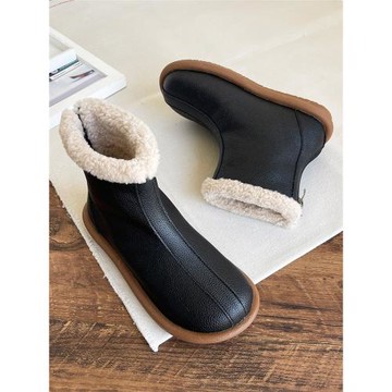 時尚雪地靴女2025秋冬新款后拉鏈保暖防水加絨短筒靴平跟軟底棉靴