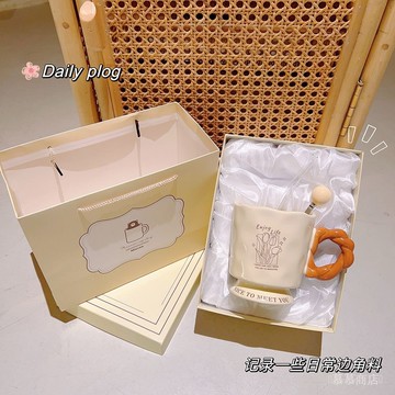 ✨可開發票#法式奶fufu高腳陶瓷馬剋盃小衆精緻送老師禮物男女生日禮物實用#免運