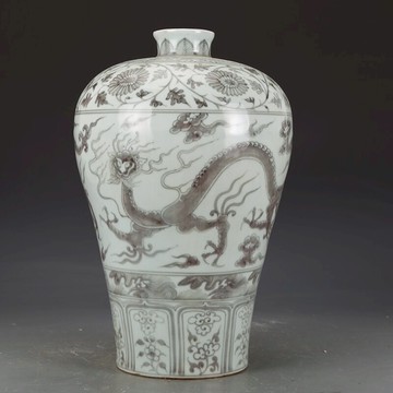 大明洪武青花龍紋梅瓶古董古玩收藏真品老貨舊貨仿古瓷器