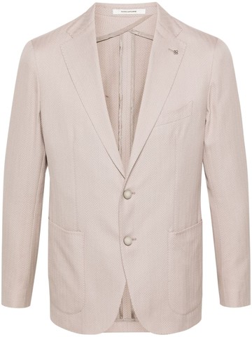 Tagliatore - single-breasted herringbone blazer - men - Cotton/Elastane/Virgin Wool/Cupro - 48 - Neutrals