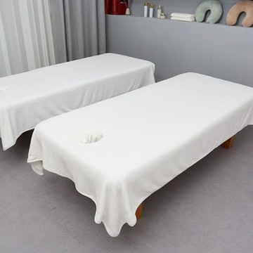 【台灣現貨】高檔柔膚棉美容床巾 美容床單 純棉開洞美容床罩 任何美容床通用尺寸 重複使用按摩床巾 通用尺寸