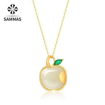 【SAMMAS】S925 青蔥歲月 純銀項錬 天然玉 吊飾 如意 玉緣 項鏈 飾品 銀項錬 精品 結婚禮物 鎖骨項錬