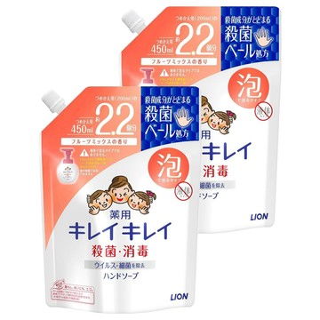 LION 獅王 趣淨 洗手慕斯補充包 清新果香  450ml  2個