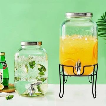 (特價) FOREVER 派對必備玻璃果汁飲料桶 含桶架4L 雙入