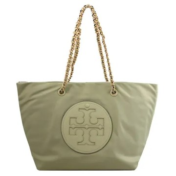 TORY BURCH 152313 Ella 經典LOGO尼龍肩背鍊帶托特包.淺綠