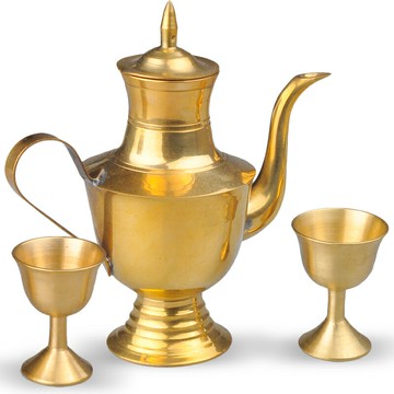 普生緣黃銅酒壺酒杯可自用觀音道具工藝品倒酒大小號擺件