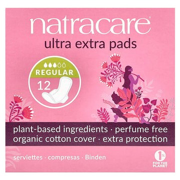 Natracare, 超級衛生巾，有機棉套，普通型別，12 片