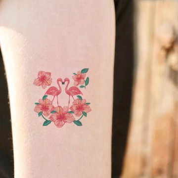 總發4張【粉紅火烈鳥】高級感刺青圖案紋身貼防水持久
