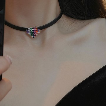 4.07小寶s925純銀彩虹鋯愛心吊墜女僅吊墜側墜小眾設計高級感時尚