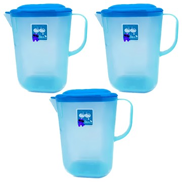 GIMI 吉米 小品味塑膠冷水壺 PP聚丙烯材質 耐熱-20℃~+120℃ 台灣製  藍色  1.2L  3個