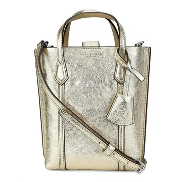 TORY BURCH - 金屬皮革肩背斜背兩用包 (金)