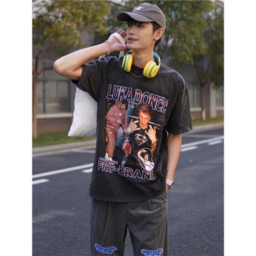 籃球盧卡·東契奇Luka Dončić短袖印花純棉T恤復古嘻哈寬松
