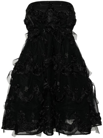 Simone Rocha - ruffled tulle minidress - women - Nylon/Acetate/Polyamide/Cupro - 6 - Black