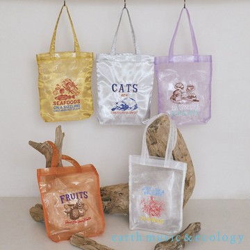 earth music&ecology 彩色圖案刺繡薄紗手提袋(01001957402)