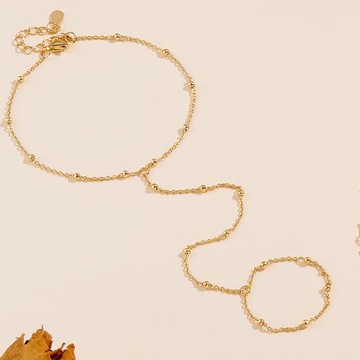 歐美跨境925純銀珠鏈手指鏈個性潮流女士輕奢ins風衛星鏈手鏈手飾