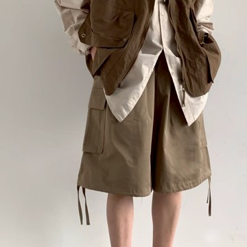 夏季短褲 韓系潮牌新款多口袋休閒短褲 水洗復古工裝短褲 潮流寬鬆休閑五分褲 夏天薄款設計短褲