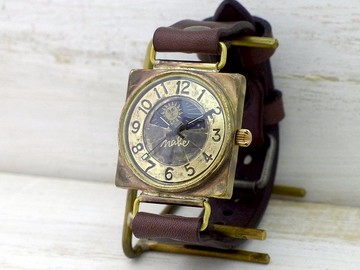 CUBE-JB3-S & M HandCraftWatch JUMBO 黃銅 36 毫米方形太陽和月亮 (JUM94S & M BR)