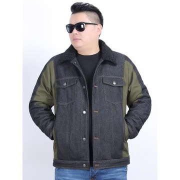 大碼棉衣男裝 冬潮胖子加絨加肥加大碼翻領牛仔棉服外套A019