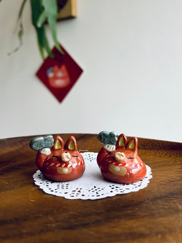 年年有餘小福狸 軟陶擺飾