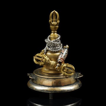 日本東密法器-19世紀.江戶時期.金剛鈴杵.鉦吾.西亞古珠頸鍊