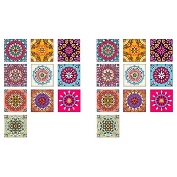 元素生活館 花磚壁貼 Set PVC霧面環保材質 防水防火防曬防刮耐高溫易清洗  20 x 20cm  多色  2組