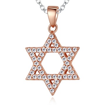 925純銀項鍊．六芒星．玫瑰金