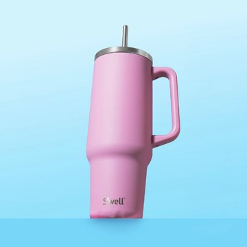 美國 S'well Tumbler不鏽鋼吸管保溫隨行杯(泡泡糖粉1180ml) 保冷