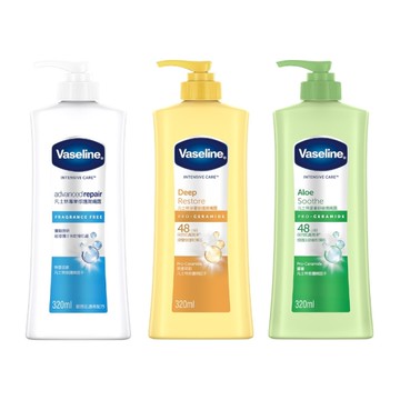 凡士林Vaseline 潤膚露(320ml)-專業修護/蘆薈舒緩/深層修護
