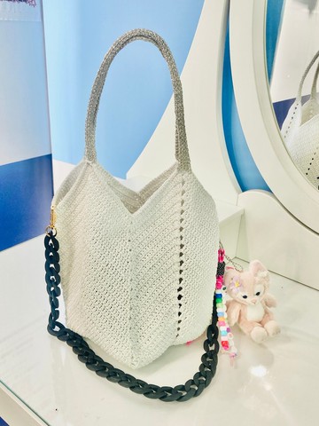 閃亮亮銀絲線編織包-白