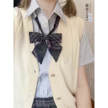 雀茶 黛高校生原創JK制服原創正版針織開衫背心馬甲純棉春秋毛衣