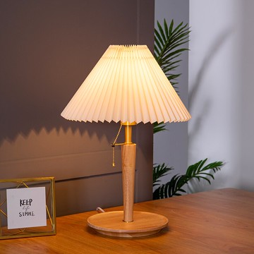 尊益 復古法式百褶臺燈北歐ins風臥室床頭燈創意拉線開關書房臺燈