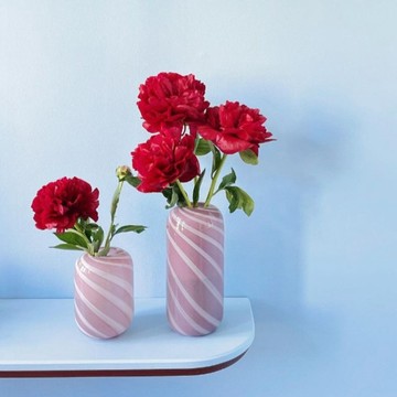 【HÜBSCH微瑕出清品】－281205 粉嫩糖果色斜紋花瓶組