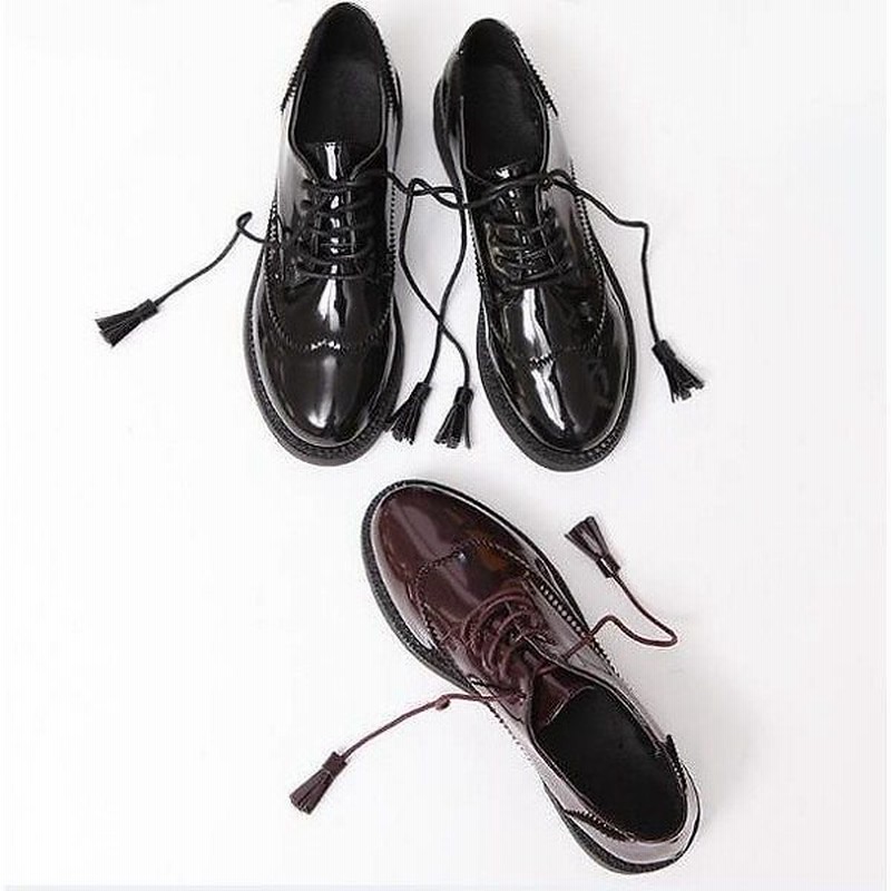 激安 3日限定 オックスフォードシューズ おじ靴 エナメル靴 厚底 レディース レースアップ 美脚 大きいサイズ 通販 Lineポイント最大1 0 Get Lineショッピング