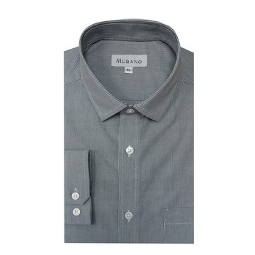 [MURANO]英倫個性長袖襯衫-灰底黑細條