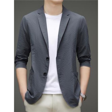冰絲休閑西服男夏季高級商務薄款小西裝男士韓版修身防曬服外套潮