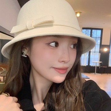 高級感 水桶帽 女帽 復古 赫本風 蝴蝶結 小禮帽 休閒帽 秋冬款 044