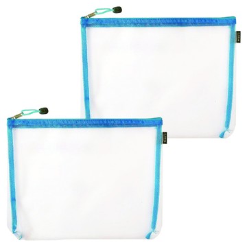 CCHING 青青文具 簡單生活系列 A4立體尼龍網紗袋  2個  藍色