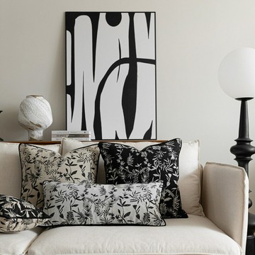 『百貨屋二號』法式中國風抱枕中古風花草蜻蜓復古客廳沙發靠枕靠墊美式黑色靠包