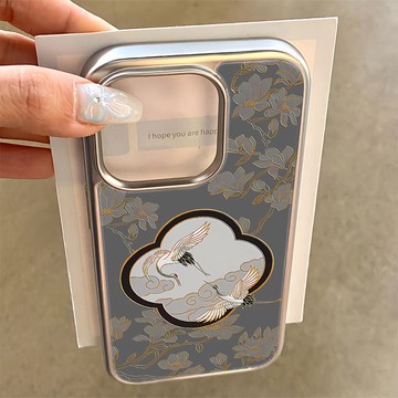 免運+隔日🚚電鍍手機殼 雙喜雙鶴新中式 適用蘋果17promax 16Pro 15plus 14 13 12 11防摔