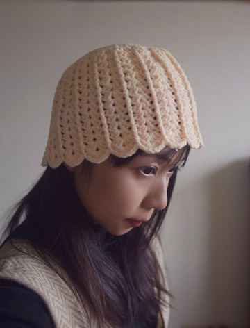 手工編織毛帽 • 鵝黃白 |手作|毛線|鉤針| 其他尺寸可訂製