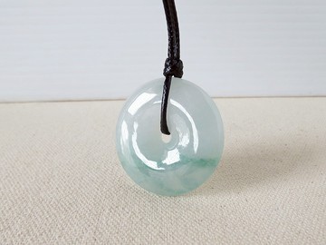 本命年【海闊天空】平安扣翡翠韓國蠟線項鍊**招財、開運