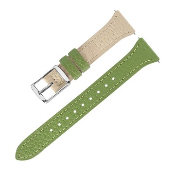Watchband atchband / 18.20.22mm / 各品牌通用 經典色系 快拆型 雙色真皮錶帶 綠x米白色858-392T-GGN