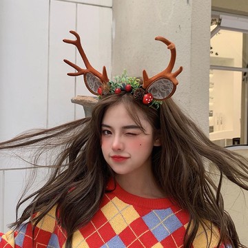 【雙十二大促】聖誕節頭飾鹿角發箍裝飾禮物場景佈置套裝發飾玩具裝扮拍攝道具【幸福驛站】